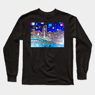 Vibrant Brisbane River Painting Long Sleeve T-Shirt